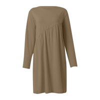 Haljine za žene plus veličine ženskog klirenca posada vrata s dugim rukavima Čvrsta kratka kratka nepravilna