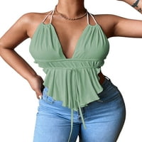 Žene Boho Otvori Tankovi na vrhu Ladies Bohemian Backlex Camisole Sexy Solid Color Casual Tenks Košulje