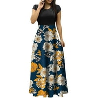 Ljetne haljine za žene modni casual cvjetni print okrugli vrat kratkih rukava velike veličine maxi haljine xxl