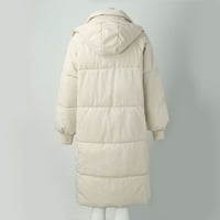 Yinguo ženski kaput čista boja gumb prema gore s kapuljačnim jaknom i mjehurići kaputi zimske odjeće