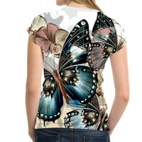 Majice Labakihah za žene plus veličine Žene Kratki rukav tiskani na vratu Tee majica Bluza MULTIColor