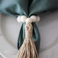 TASSELS Drvene perle Ručno rađene salvete za salvete Prstenovi salveta Natural Hourhouse Bijele drvene perle Tassels