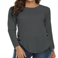 Ženska bluza od vrata TUNIC BLUSUS Chic Dailywear T Majica Decor Decor Labavi loungewear vrhovi TEE Grey M