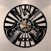 Muzika Vinyl Record Wall Clock -Rock gitara Vinilni zidni sat - Vinilni sat - Dnevna soba Zidni dekor