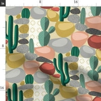 Pamučni sateen trkač, 72 - pustinjski sukulentori jugozapadni boho midderi šareni kaktusni stijene Ispisuje