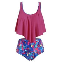 Zuwimk Tankini kupaći komisioni za žene, žene TUMMIJA Kontrola kupaćih odijela Twim front tankini vrh sa plivajućim kratkim hlačama vruće ružičaste, s