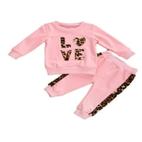 Bebiullo novorođenčad Dječje košulje za bebe, jogger hlače odijelo, ljubavni leopard tiskani biseri