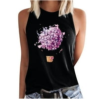 Ženski modni vrhovi tenisica za majicu O-izrez cvijet vrhovi kratkih rukava Comfy casual bluze Redovna