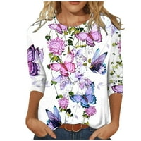 Košulje s dugim rukavima za žene Prodaja odobrenja Modna žena Okrugli vrat 3 4Sleeve majica Jesenja
