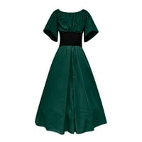 Zunfeo Womens Ljetne haljine - tiskano Trendy Crew izrez Vintage kratki rukovi Djevojke haljine zeleno l