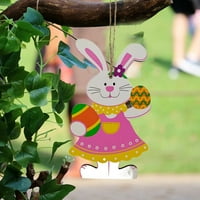 Mrigtriles Easter Bunny drveni ukras muški i ženski zečevi koji drže obojenu jaja i mrkvu