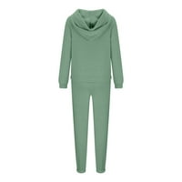Zkozptok Ženski ousferi Lounge Pijamas postavlja čvrste jesene zimske duge vrhove duge hlače, zeleno,