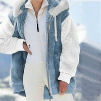 Entyinea ženski modni kaput jesen zimski kaputi labavi kardigan kaput sa džepovima plava 5xl