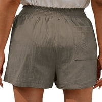 Jusddie Dame kratke vruće hlače Bermuda ravno nogu mini otapalica za vuču elastični dnevni boravak u