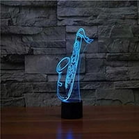 3D saksofonska noćna svjetlost promjena boje LED stolni stolni lampica akril ravna ABS baza USB punjač