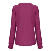 Jeseni džemperi za žene Solid Color V tipka za vrat Dugim rukavima Jesen i zimski topli pulover Jumper