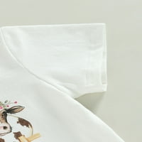 Djevojke za dijete Ljetne odjeće Sjetovi s kratkim rukavima Pismo Ispis majica + krava ispisa pantalone