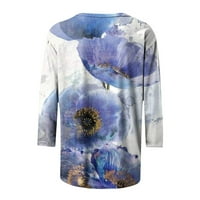 Rukavi tuničke košulje jesen cvjetni ispisani posad izrez labavi fit comfy tshirtts dame na otvorenom