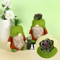 Biljke kape gnome lutka zeleni sukulentori Gnome vrtni gnomi plišani biljke DWarf Elf proljeće Uskršnji