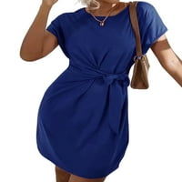 Avamo žene sandress tunika majica haljina luka kratke mini haljine dame labave boho plave 3xl