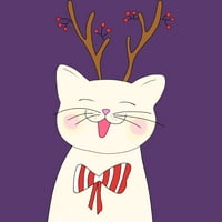 Božićna mačka muška ljubičasta grafički tee - Dizajn ljudi s