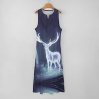 Fantasy Deer Ženska duga haljina Ležerne prilike bez rukava Maxi haljine s džepovima