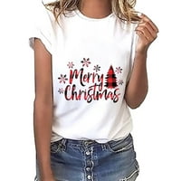 Prodaja Ženska božićna kratka majica Božićno stablo Pismo Grapfic Print Kratki rukav ženski okrugli