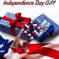 Dan američke neovisnosti Šarene okrugle perle ukrasi drvene perle konopca u konopcu Tassel ručni privjesak