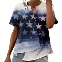 Gaecuw USA s majicom Dan neovisnosti Ljetni vrhovi kratkih rukava splitske izreze asimetrični bluze
