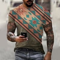 Ljetni muškarci T-majice Vanjski etnički tiskani majica kratkih rukava Okrugli vrat Casual Top za muški