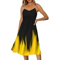 Ljetne haljine za žene bez rukava Mini casual a-line ispisane haljine žuti s