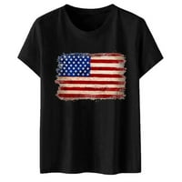 Ženske majice Amerika Zastava zastava O vrat kratkih rukava Bluze Košulje Tors White XXL