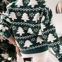 Žene Božićne pahuljice pleteni džemper s dugim rukavima CATC D Božićno drvce Ispis Pulover pletiva džemperi