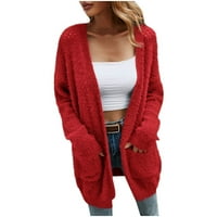 VerPetridure Cardigan džemperi za žene otvorene prednje labave dugih rukava s dugim delu s dugim kardiganskim