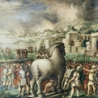 Trojanski konj, Niccolo Dell 'Abate Tempera na posteru za drvo