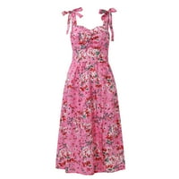 Bazyrey ženske haljine Ljeto bez rukava FIT & FLARE haljine ženske cvjetne modne haljine ružičaste m