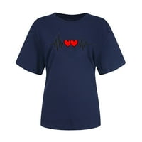 Ležerne majice Navy Okrugli izrez Bluze za magistraciju Fashion Women Casua Printing Pulover Majica