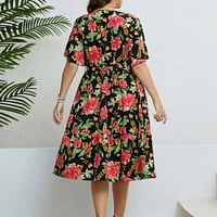 Haljine za prodaju za žene plus veličine kratkih rukava za tisak cvjetnog uzorka V-izrez Maxi Loose