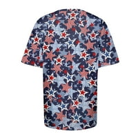 Sksloeg T majice za žene Američka zastava tiskani kratki rukav Patriotska osnovna majica bluza Ljetni