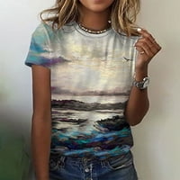 Borniu Ženska ljetna grafička majica Tie Dye Labavi tee na vrhu Ležerne prilike okruglih vrata kratkih