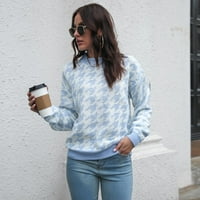 Lilgiuy Ženski tanki džemper casual solid labav fit pulover džemper sa džemper plava zimska odjeća za