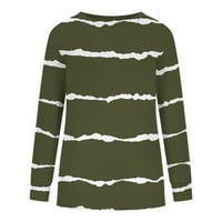 Jeseni džemperi za žene predimenzionirani džemperi za žene okrugli vrat pamuk casual moda Print dugih rukava O-izrez TOP bluza vojska zelena xl