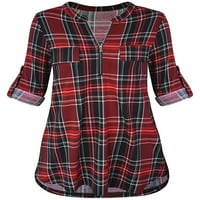 Žene labave plaćene košulje dugih rukava Regularna montaža Ležerne mreže Zip-up Chambray majica za damu