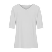 Bluze za žene vrhovi okruglih vrata labavo udobne čvrste majice kratkih rukava Ležerne prilike L