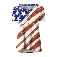 Ženska majica američke zastave 4. srpnja Ispisuje majice Ljeto labavi patriotski tee na vrhu casual kratkih rukava na vrhu za dan nezavisnosti