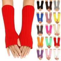 Ženska jesen i zimska čvrsta boja multibolor dugi prugasti pletene rukavice od pola prsta