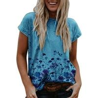 Majice za žene za žene Ljeto O-izrez Vintage vrhovi labavi životinjski cvjetni print mekani uzročni