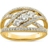 14k žuto zlato Fancy 3-kamen dijamantski prsten napravljen u Indiji RM5675-100-Ya