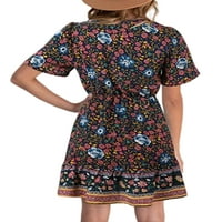 Bomotoo dame Ljeto plaže Sundress cvjetni print kratke haljine V izrez Mini haljina boemijska zabava