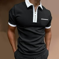 Muška ljetna džepa ploča rever majice Muške patentne košulje Slim Fit casual kratkih rukava Golf Tops Black XL